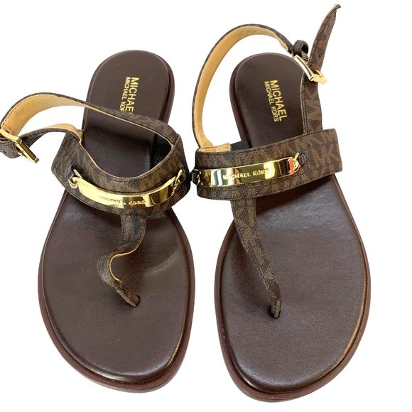 Size 6 Shoes 37" Belts Med MK Brown Monogram logo print gold-tone Bundle Set - Picture 2 of 7